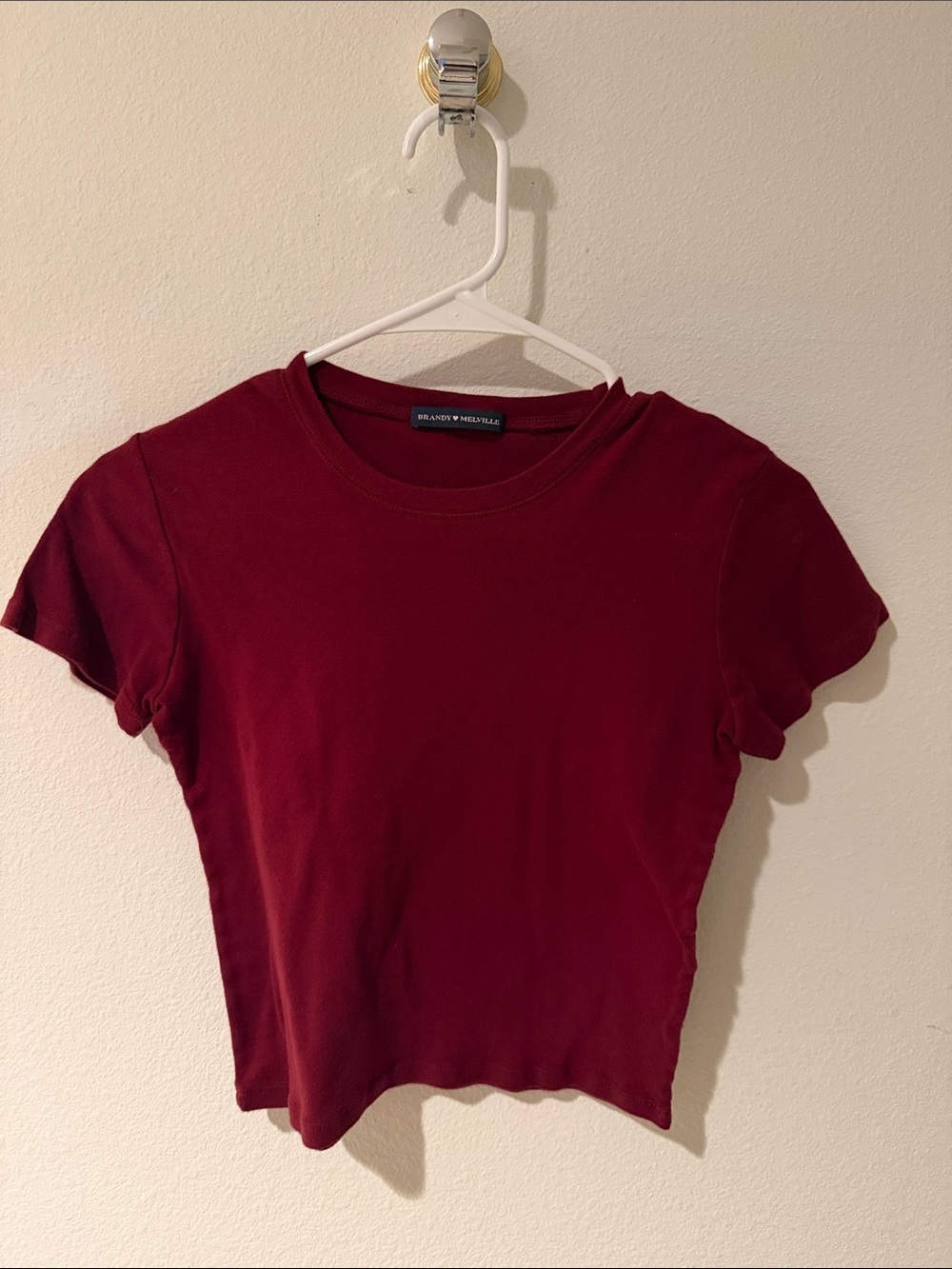 Brandy Melville Wine Red Short Sleeve Crop Tee